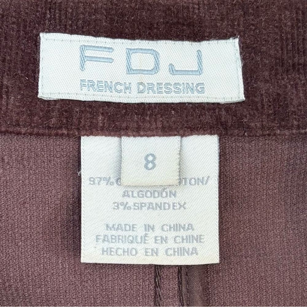 FDJ French Dressing Brown Corduroy Blazer Jacket Womens 8 Button Front Back Belt - Picture 6 of 11